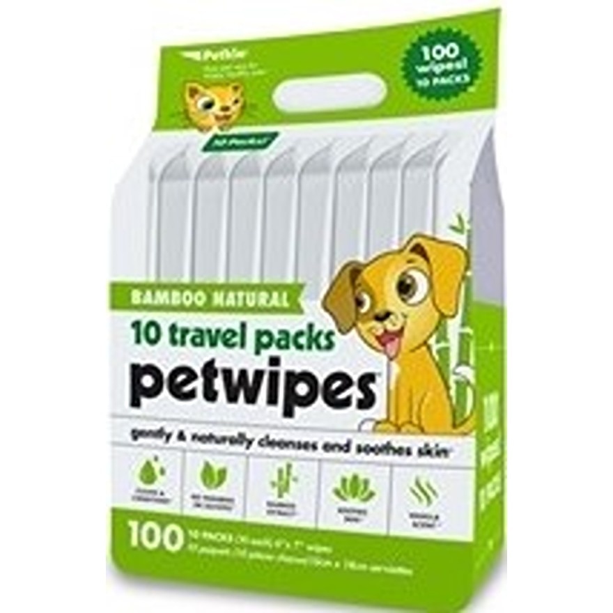 Natural Bamboo Eco Pet Wipes (10 packs/10 pcs per pack) for Dogs & Cats 055733