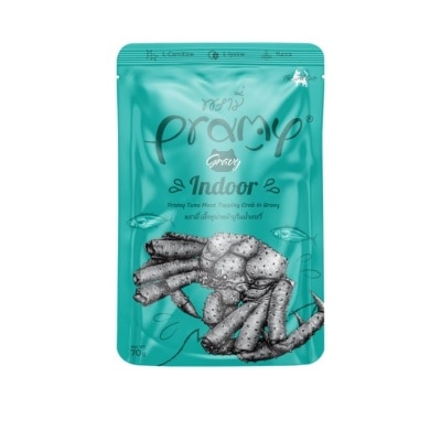 PRAMY - 高級白肉吞拿魚+蟹肉 成貓 功能性湯汁濕包 - 室內貓配方 (70g) 044423