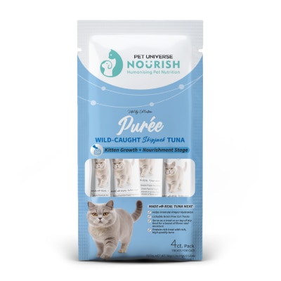 PET UNIVERSE NOURISH - Wild-Caught Skipjack TUNA - Kitten Growth + Nourishment Stage (4x14g) 080862