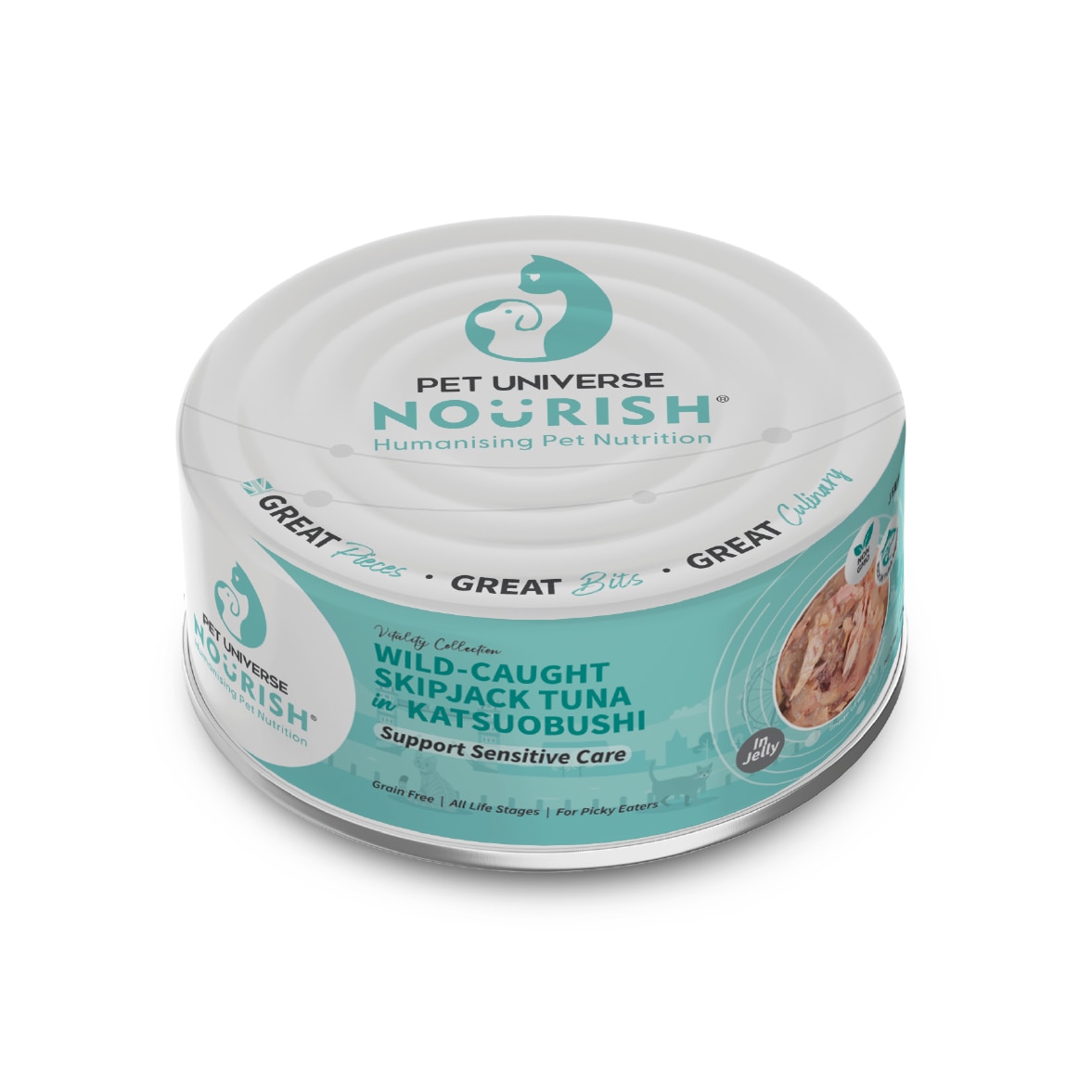 Wild Caught SkipJack Tuna with Katsuobushi (in Jelly) -Support Sensitive Care (70g) Cat Can 080602