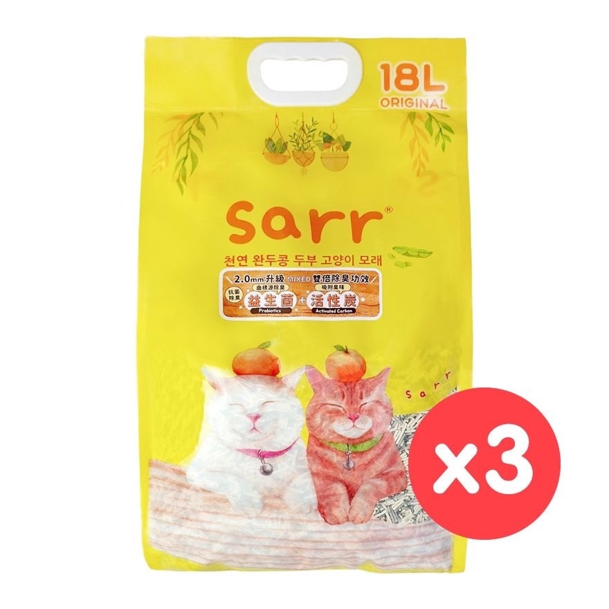 Korea Probiotics + Activated Carbon Natural Pea Tofu Cat Litter Original Flavor 2.0mm (18L x3)