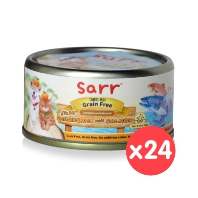 SARR - 全齡貓狗罐(肉絲湯汁)皮毛護理(鯖魚．三文魚．魚湯．魚油) (80g x 24) #250128
