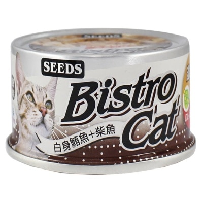 SEEDS - [Bistro Cat] 白身鲔鱼+柴鱼+蛋氨酸 (80g) 猫罐头 820505
