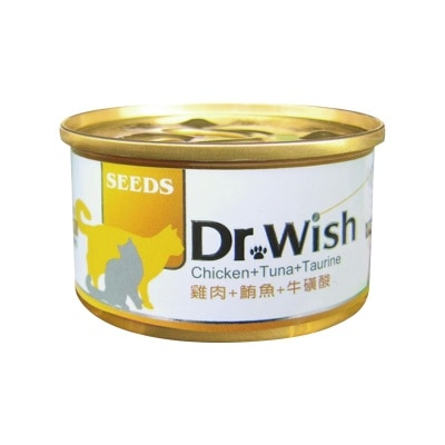 SEEDS - [Dr. Wish] 鸡肉+鲔鱼+牛黄酸(85g) 猫罐头 826262