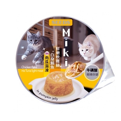 SEEDS - Miki特级机能爱猫餐杯-鲜嫩软鸡丝+⽩身鲔⿂ in 南⽠汤冻(80g) 829287 image