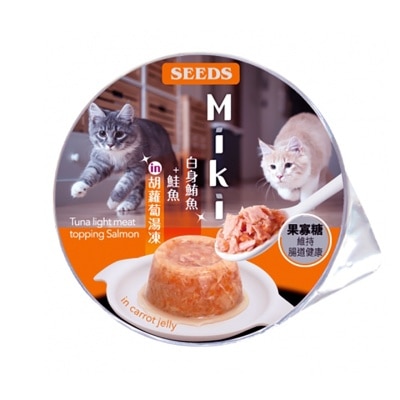 SEEDS - Miki特级机能爱猫餐杯-⽩身鲔⿂+鲑⿂ in 胡萝卜汤冻(80g) 829294