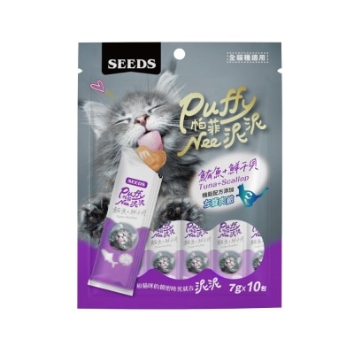 SEEDS - Puffy Nee Cat Functional Meat Sticks - Tuna + Fresh Scallop + L-Carnitine (7g x 10) 710035 image