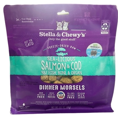 STELLA & CHEWY'S - 凍乾脫水貓糧 - 三文魚 + 鱈魚肉粒(3.5oz) - Stella & Chewy's