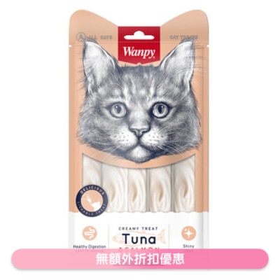 WANPY - 日式吞拿魚+ 三文魚滋味肉泥 貓零食 (14g x 5pcs) - Wanpy