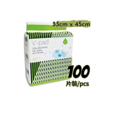 威龍 - [V - Pad]*綠茶* 高分子吸水 寵物 狗尿墊 (33*45cm) (100片) - 威龍