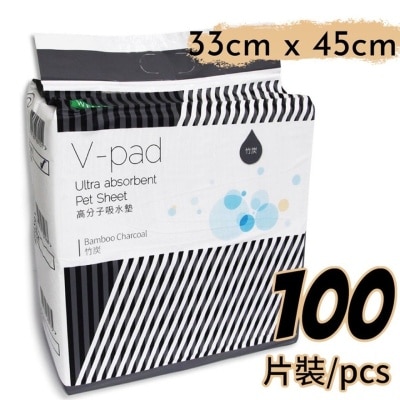 威龍 - [V - Pad]*竹炭* 高分子吸水 寵物 狗尿墊 (33*45cm) (100片) - 威龍