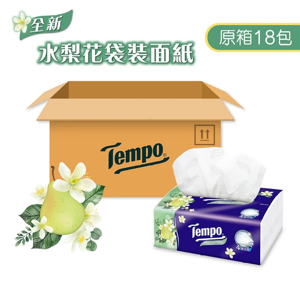 Tempo Softpack Pear Blossom 4ply tissue 18s (case pack)<BR>