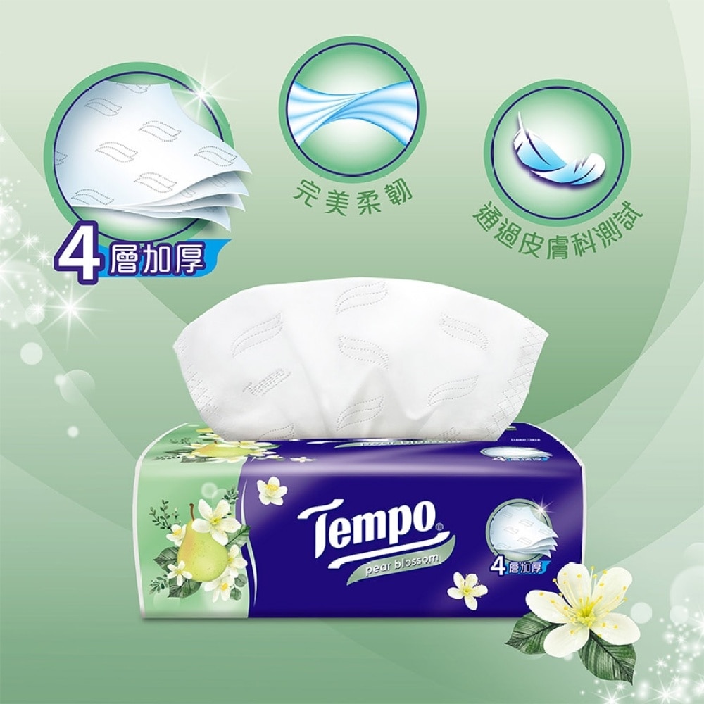 Tempo Softpack Pear Blossom 4ply tissue 18s (case pack)<BR>