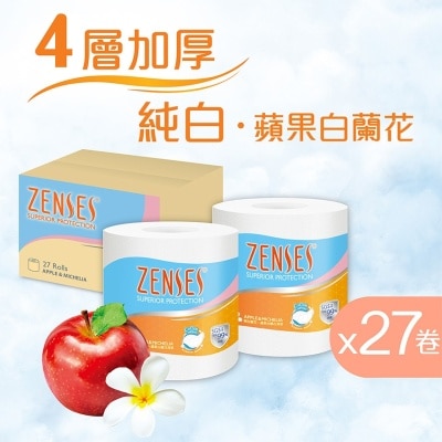 ZENSES 倩絲 4層壓花卷紙單卷裝(蘋果白蘭花清香) [原箱27卷]