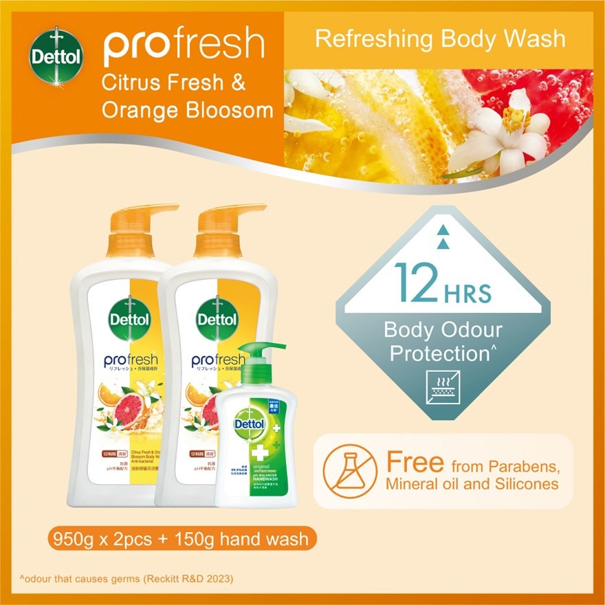 ProFresh Citrus Fresh & Orange Blossom Body Wash 900G Twin Pack