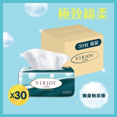 VIRJOY 唯潔雅 極致綿柔三層壓花抽取式面紙 (爽身粉淡香)[原箱30包]