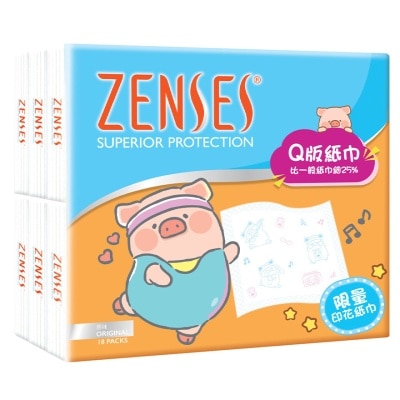 倩絲 - 親膚4層Q版紙手巾18包裝 (罐頭豬LuLu)