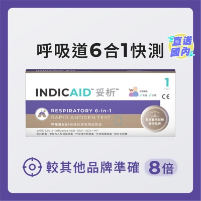 INDICAID INDICAID™ RESPIRATORY 6-IN-1 Rapid Antigen Test (-SARS-COV-2/INFLUENZA A&B/RSV/ADV/MP)