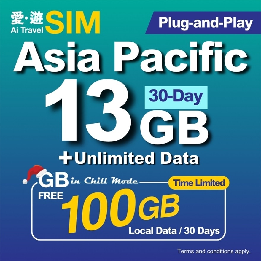 30日亚太区FUP 13GB (限时送100GB本地数据)