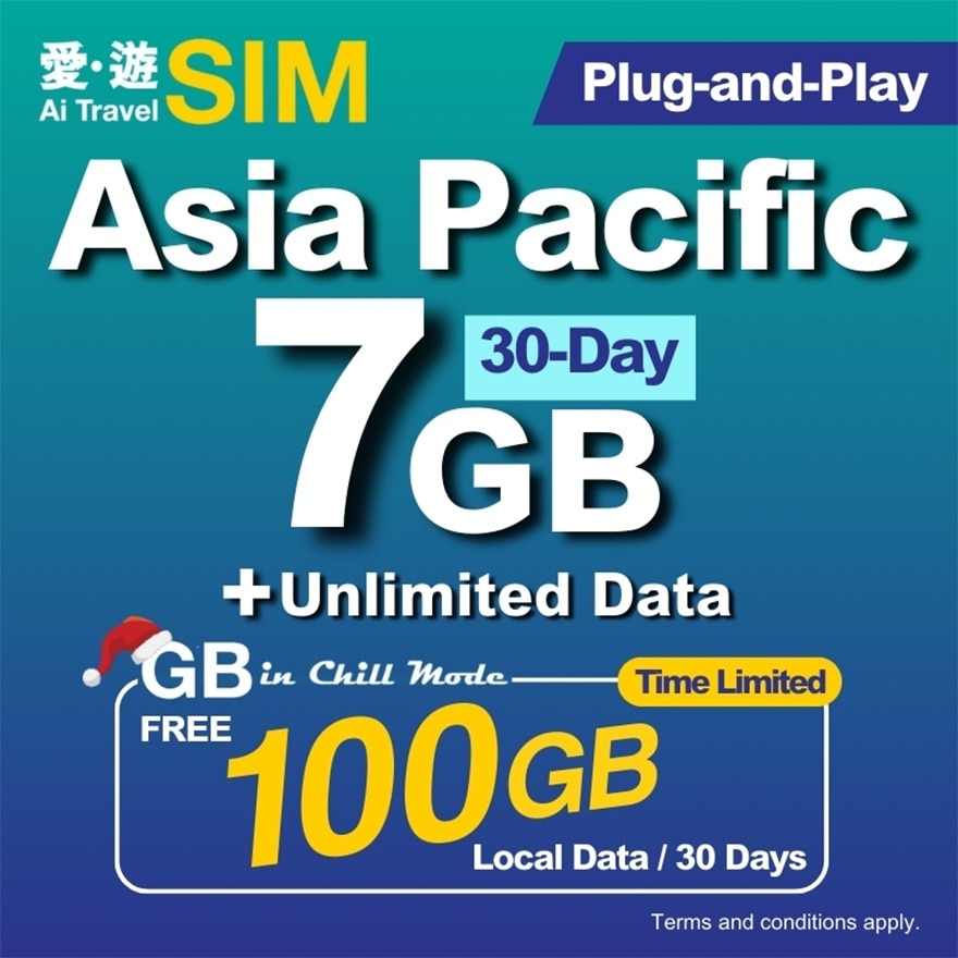 30日亚太区FUP 7GB (限时送100GB本地数据)