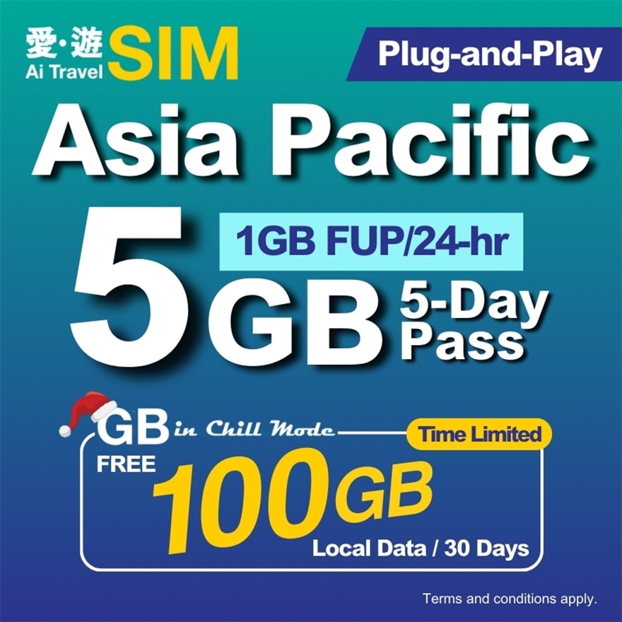 5日亚太区FUP 5GB (限时送100GB本地数据)