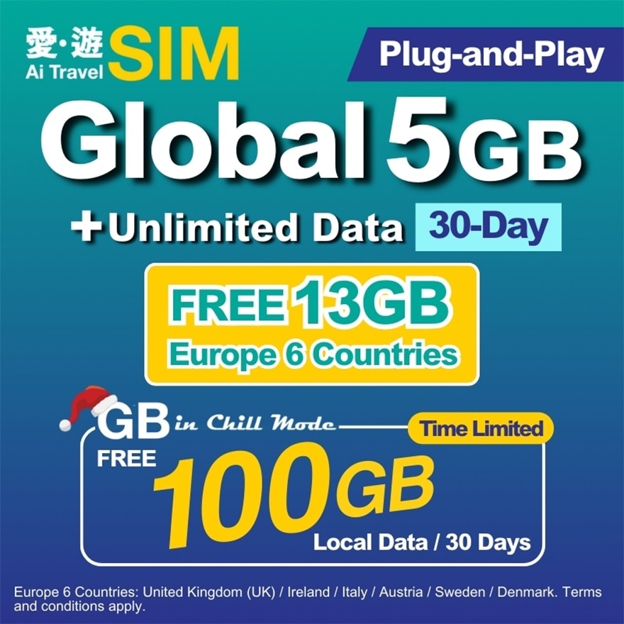 30日环球FUP 5GB (限时送100GB本地数据)