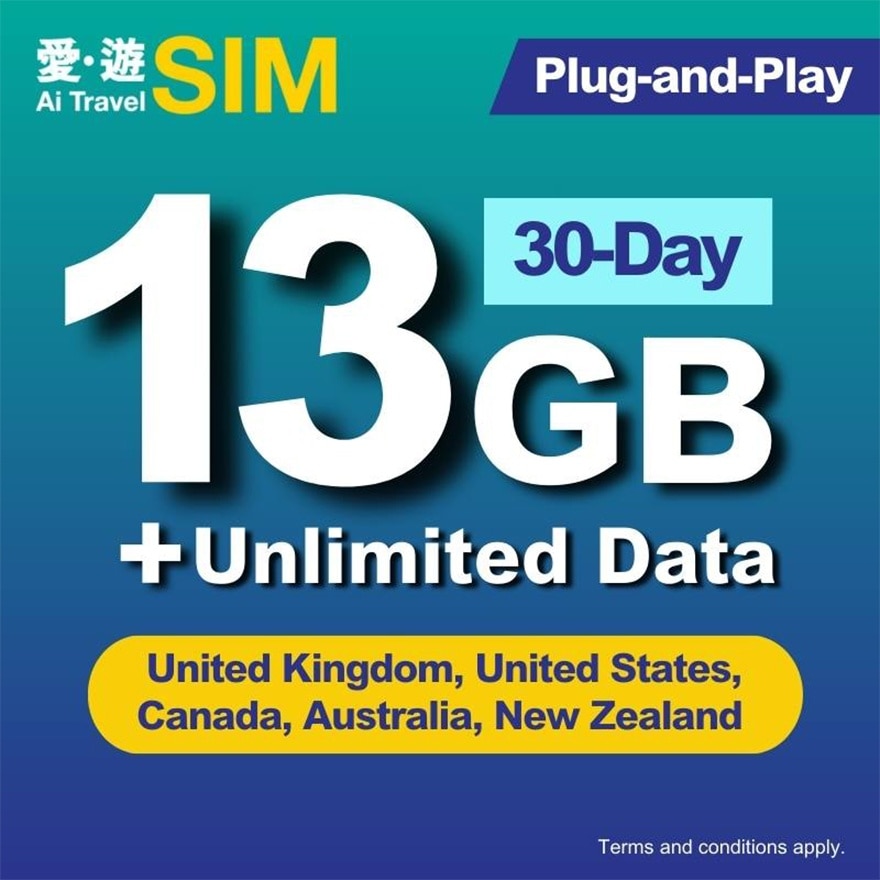 30-DAY UK US CA AU NZ FUP 13GB