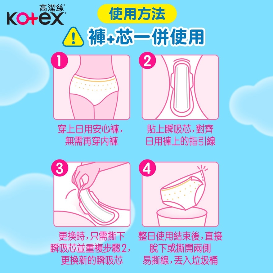 高洁丝日用安心裤M-L (1件防漏裤 + 4片瞬吸芯)