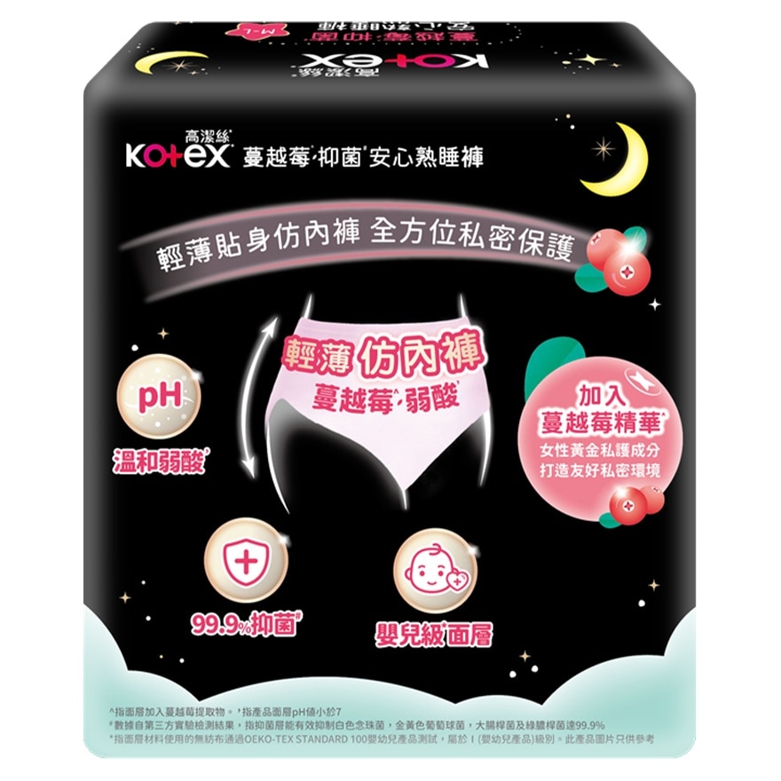 高潔絲蔓越莓抑菌安心熟睡褲 M-L 4片