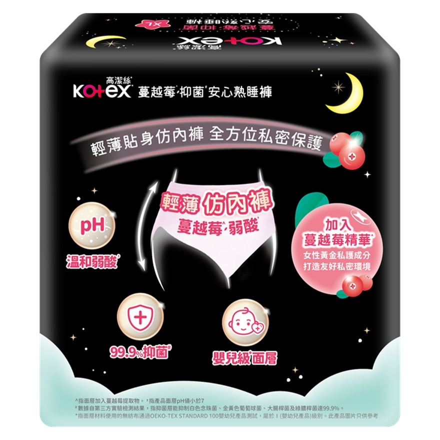 KOTEX Cranberry Overnight Pants XL 4s