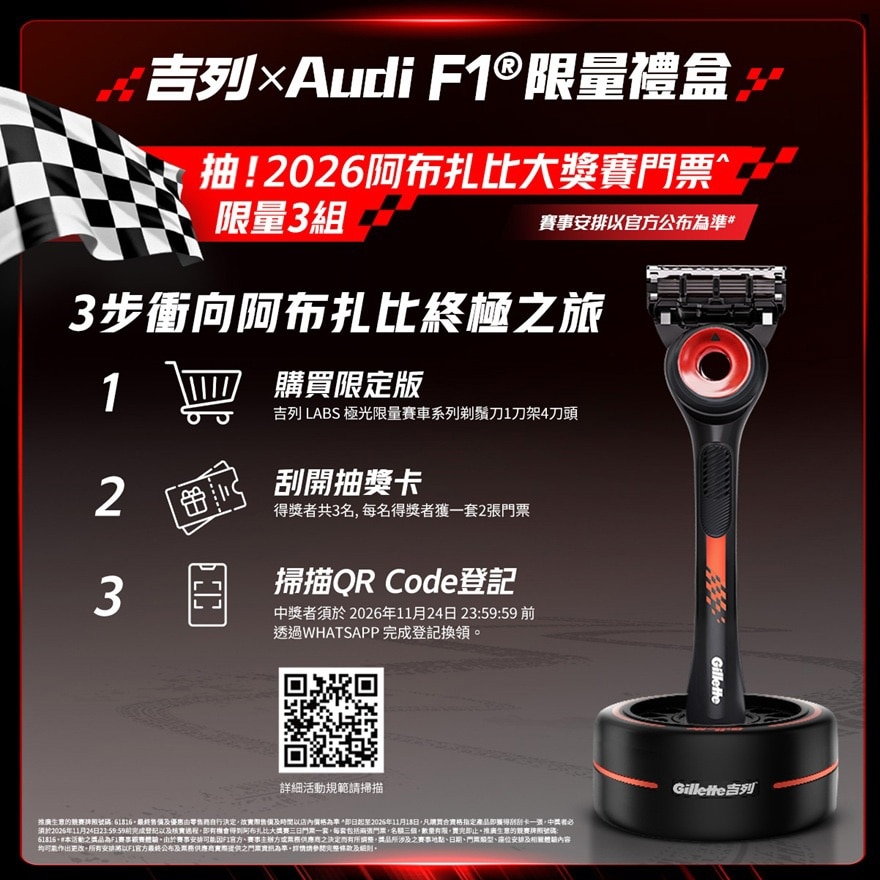 Gillette吉列Labs极光限量赛车系列剃须刀套装 1刀架 4刀头 (连 旅行盒) image