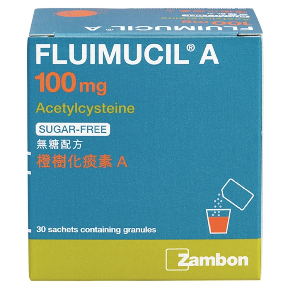 Fluimucil A100mg (Sugar-free) Granules x 30 Sachets