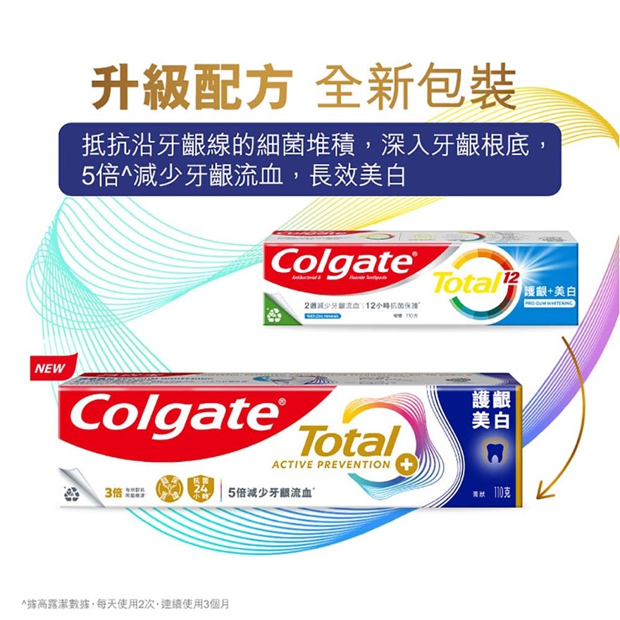 Total Pro Gum Health Whitening Reduce Gum Bleeding & Fight Bad Breath Toothpaste (Old or New Packaging Random Delivery)