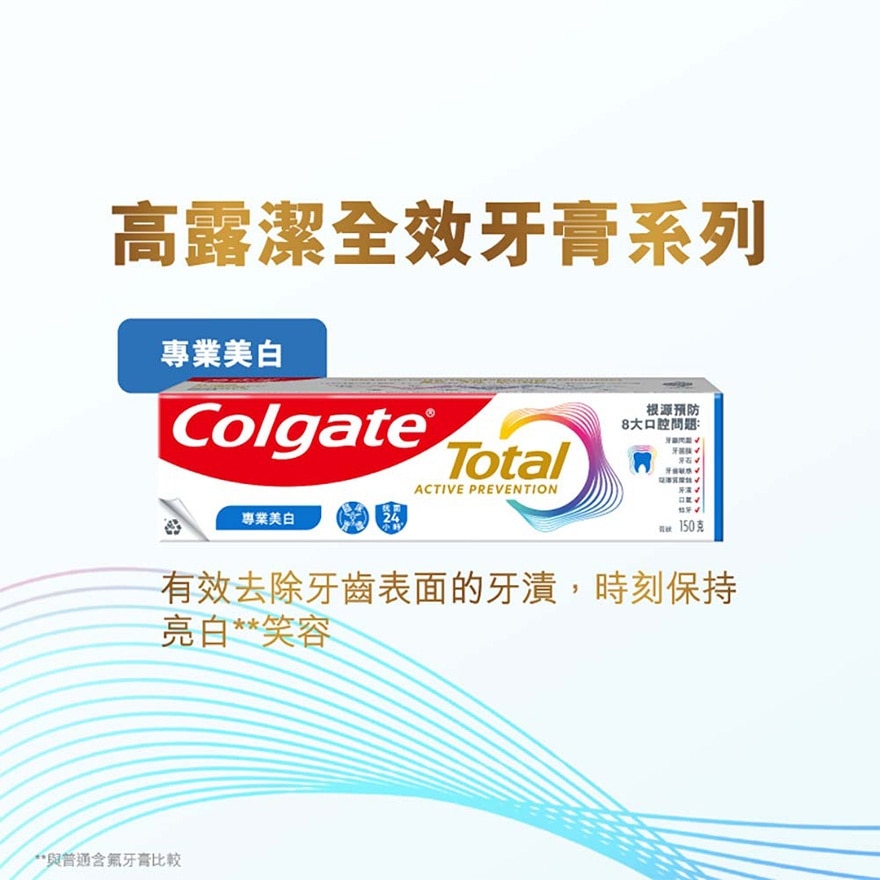 全效專業美白12小時抗菌去除牙漬牙膏 (新舊包裝隨機發送)