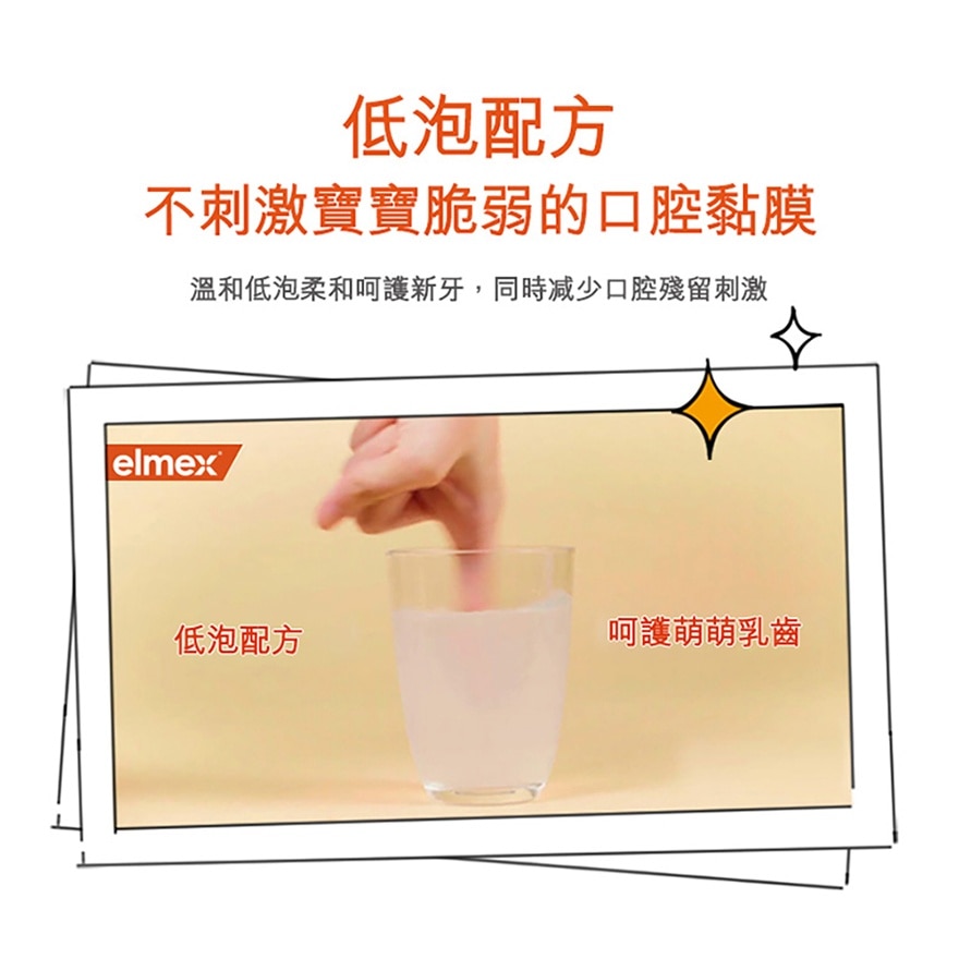 elmex - 0-6歲兒童牙膏 #Olaflur專利 #無糖 #瑞士NO1 #ADA建議從乳齒就使用含氟牙膏 #歐洲牙醫推薦 #歐洲進口 #不辣口 #含氟 #防蛀牙膏 #幼兒牙膏