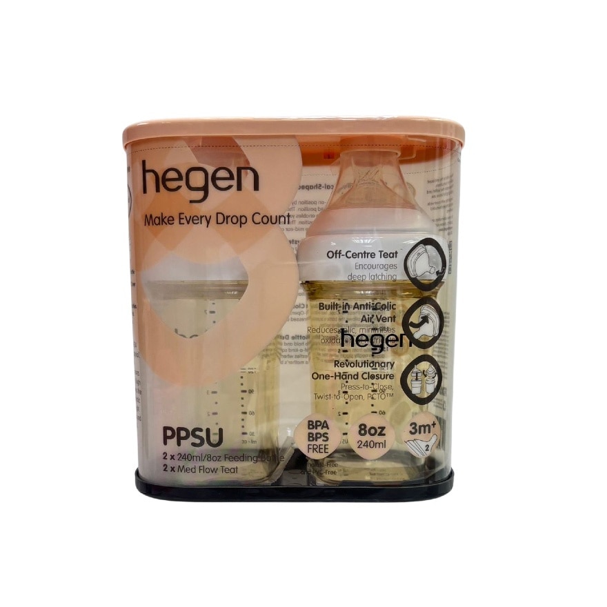 PCTO™ PPSU多功能寬口奶瓶 240ml / 8oz (2支裝) 白色