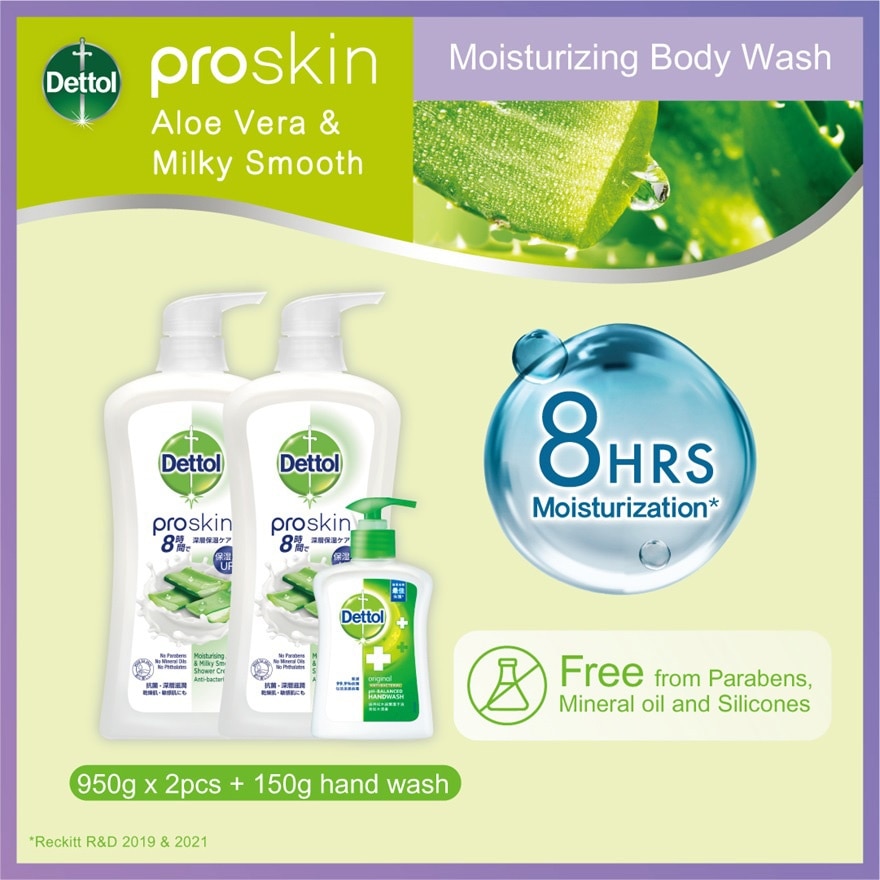 Dettol ProSkin Moisturising Aloe Vera & Milky Smooth Shower Cream 950gx2