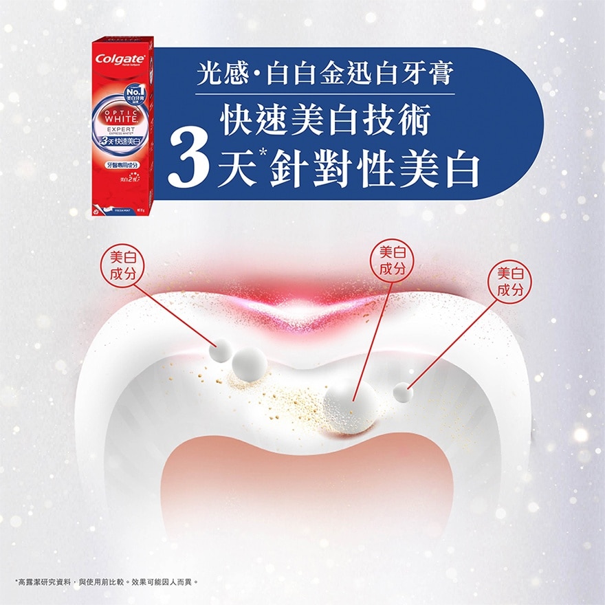 [牙醫專用美白成份 去除深層牙漬 不傷琺瑯質] 光感白白金迅白牙膏 85克