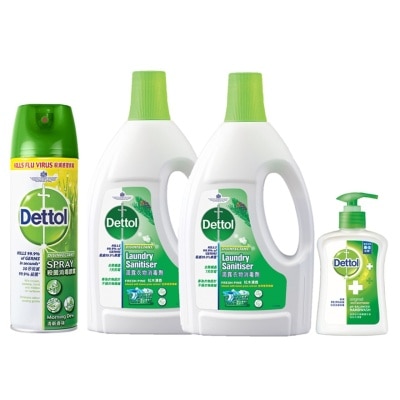 DETTOL [Combo set]Dettol Laundry Sanitizer 1.2L (Pine) Twin Pack + Disinfectant Spray 450ml Morning Dew