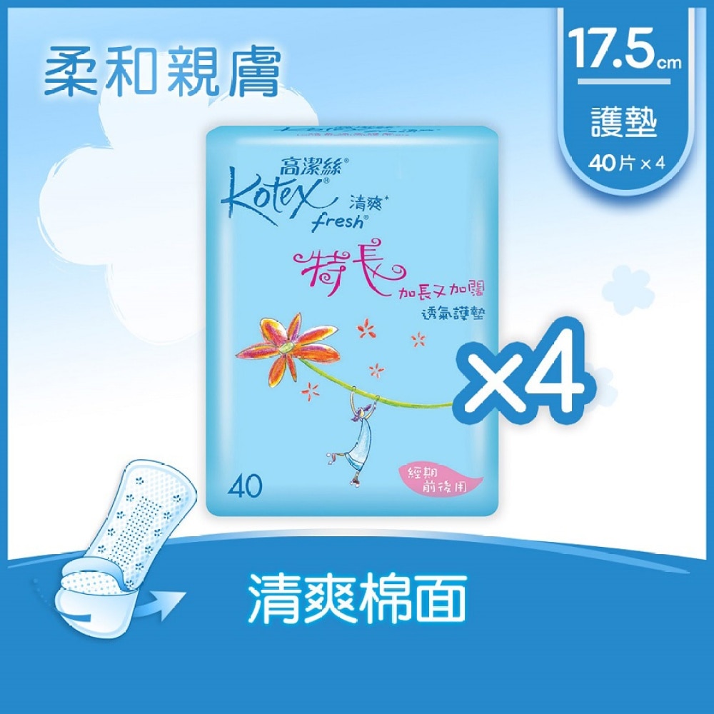 Kotex [4 Packs] Fresh Liner Long