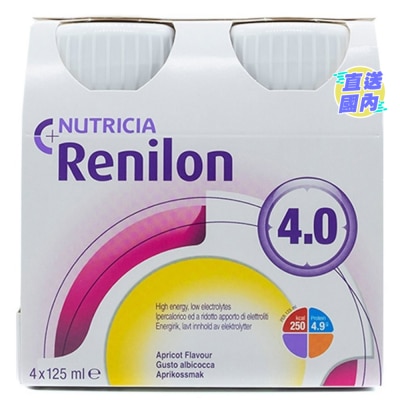 NUTRICIA RENILON RENILON 腎宜康 4.0 腎病人士專用營養品 125毫升 (杏脯味) X 4