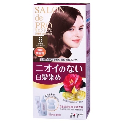 SALON DE PRO SALON DE PRO FRAGRANCE FREE LIQUID TYPE HAIR COLOR 6 DARK BROWN