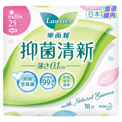 LAURIER 樂而雅抑菌清新絲薄特長日用25cm 18片裝