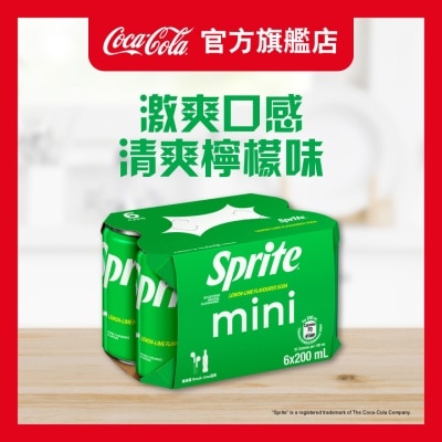SPRITE 雪碧 檸檬青檸味汽水 迷你罐200毫升6罐裝