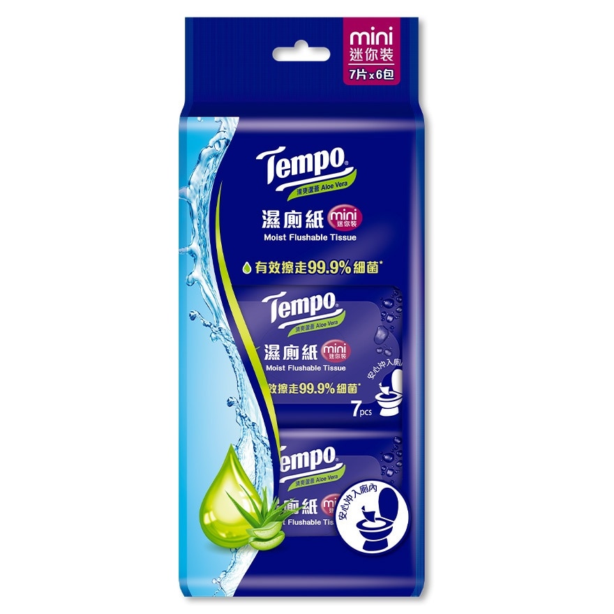 TEMPO 濕廁紙清爽蘆薈迷你裝 (新舊款式隨機發放)