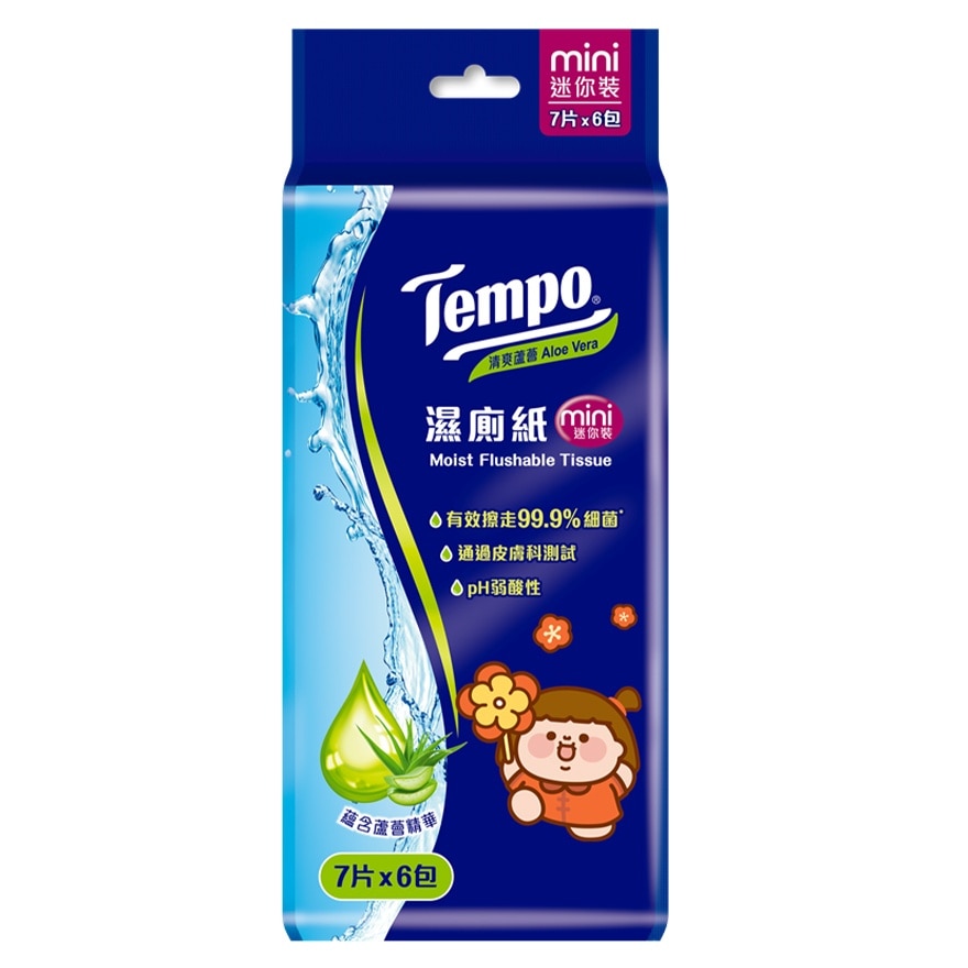 TEMPO X PLASTIC THING 2025 新年限定-濕廁紙清爽蘆薈迷你裝- 6包裝x7片 (新舊款式隨機發放)