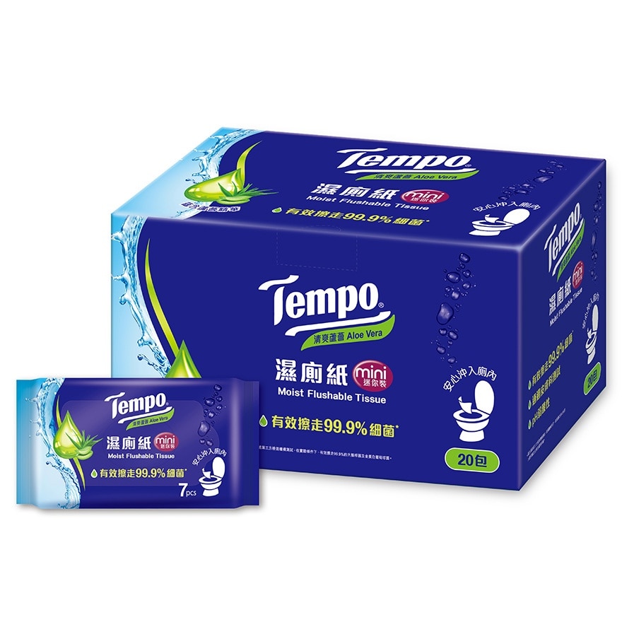 Tempo -濕廁紙清爽蘆薈迷你裝- 電商版 20包裝 (新舊款式隨機發送) image