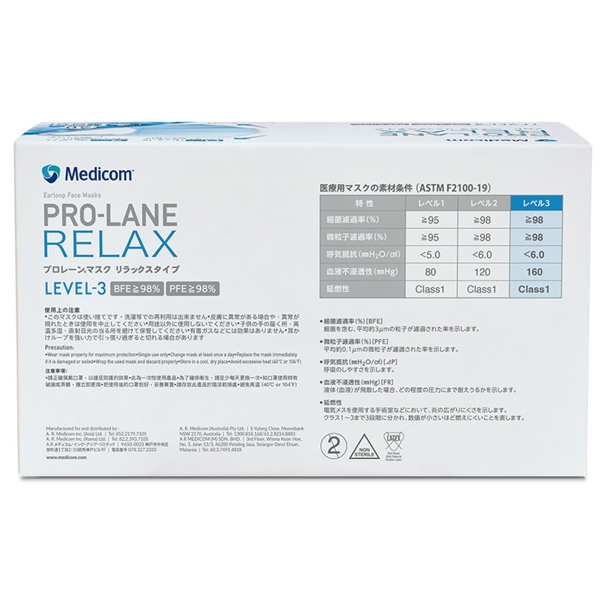 PRO-LANE RELAX ASTM Level 3 口罩 藍色