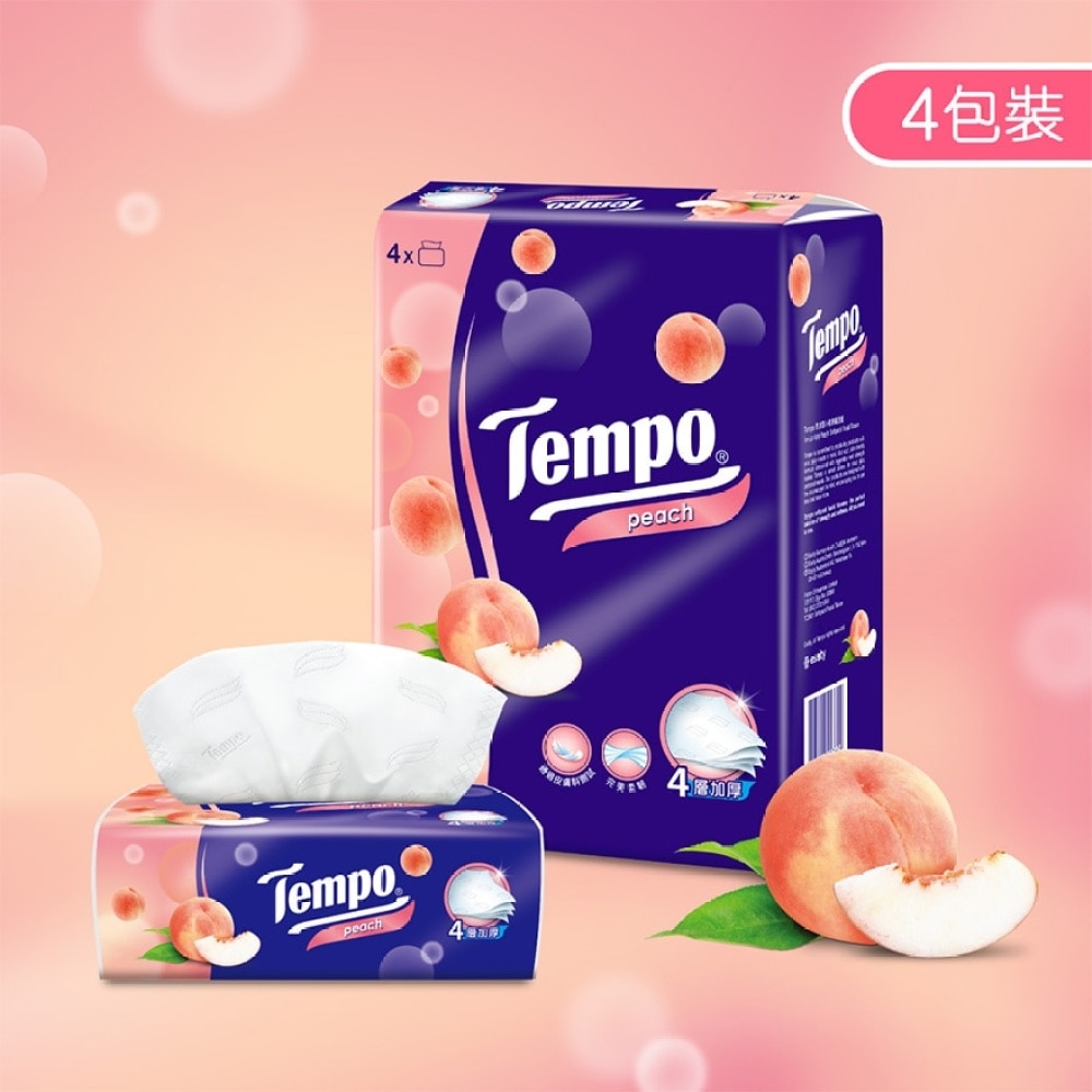 Tempo四層桃味袋裝面紙４包裝