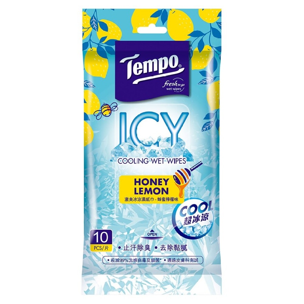Tempo 激爽冰涼濕紙巾蜂蜜檸檬味10片裝